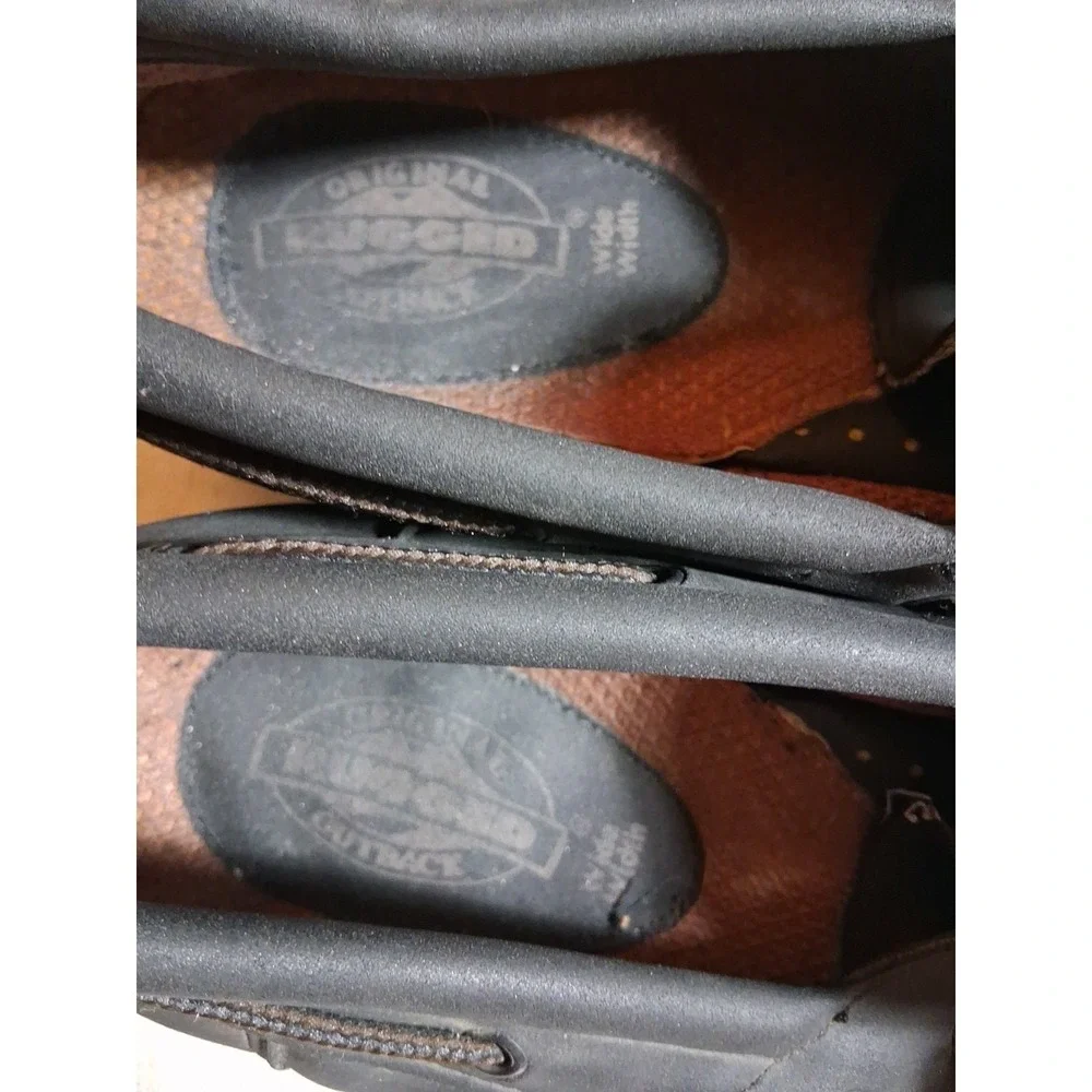 Rugged Outback Mens Black Boat Shoes‎ Loafers Wide Width Size 13W Lug Sole